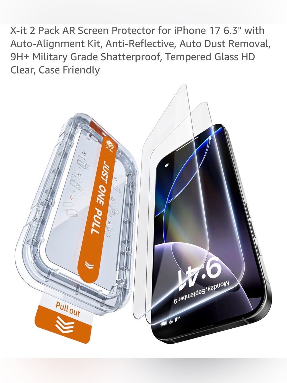 Clear Tempered Glass Screen Protector for iPhone 17 (6.3") - 2 Pack
